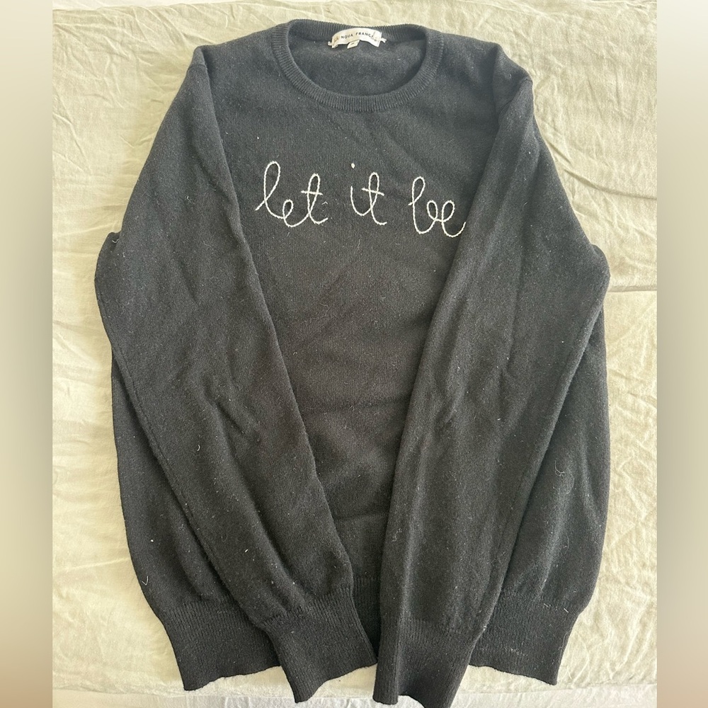 Black 'Let It Be' Crewneck Sweater - Women's